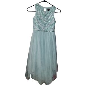 Girls Special Occasion Dress Size 8 Mint Green Sequin & Tulle Dress Party
